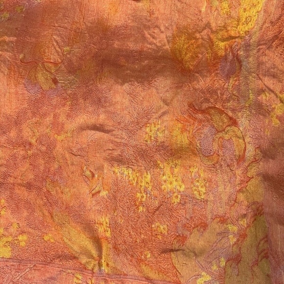 Vintage Brocaded Flowers Chinese Silk Tapestry 48" x 48" Green - Picture 8 of 11